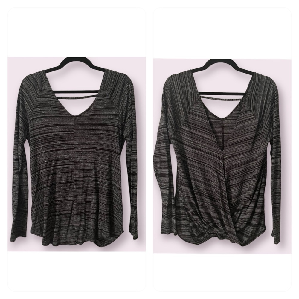 Abercrombie and Fitch Gray Long Sleeve Open Back Surplice Top Small